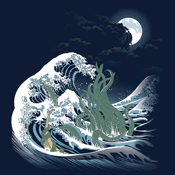 The Enigmatic Wave of R'lyeh - Exquisite Wall Tapestry for Decor