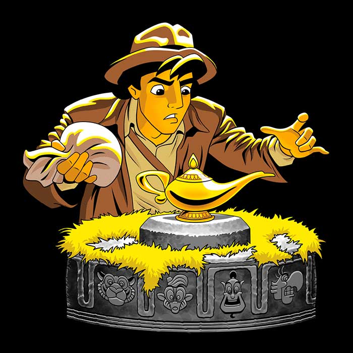 Coinbox Tees' Wall Tapestry - The Adventurous Raiders of the Lost Lamp Design