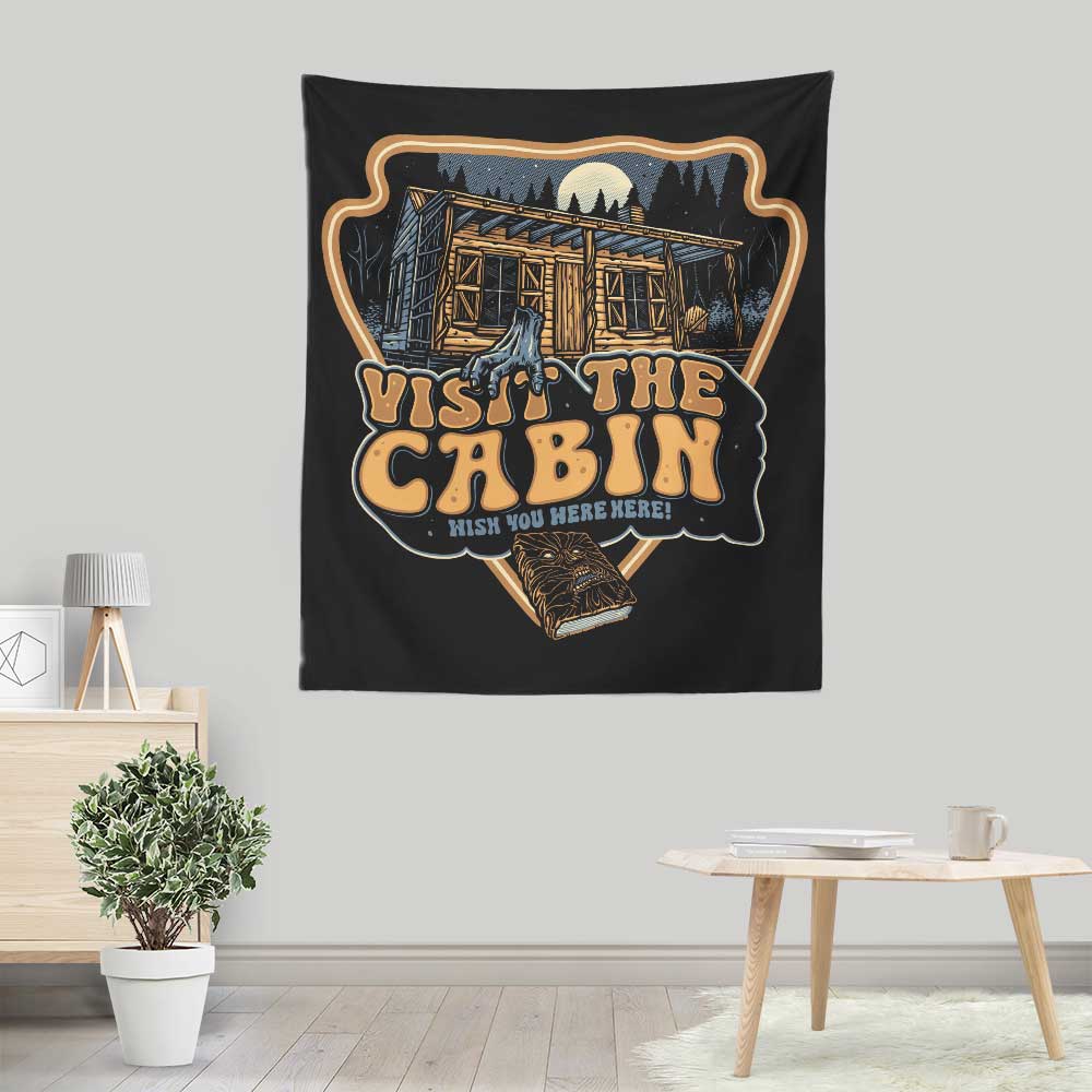 Glitchygorilla's 'Visit the Cabin' Wall Tapestry for Home Decor