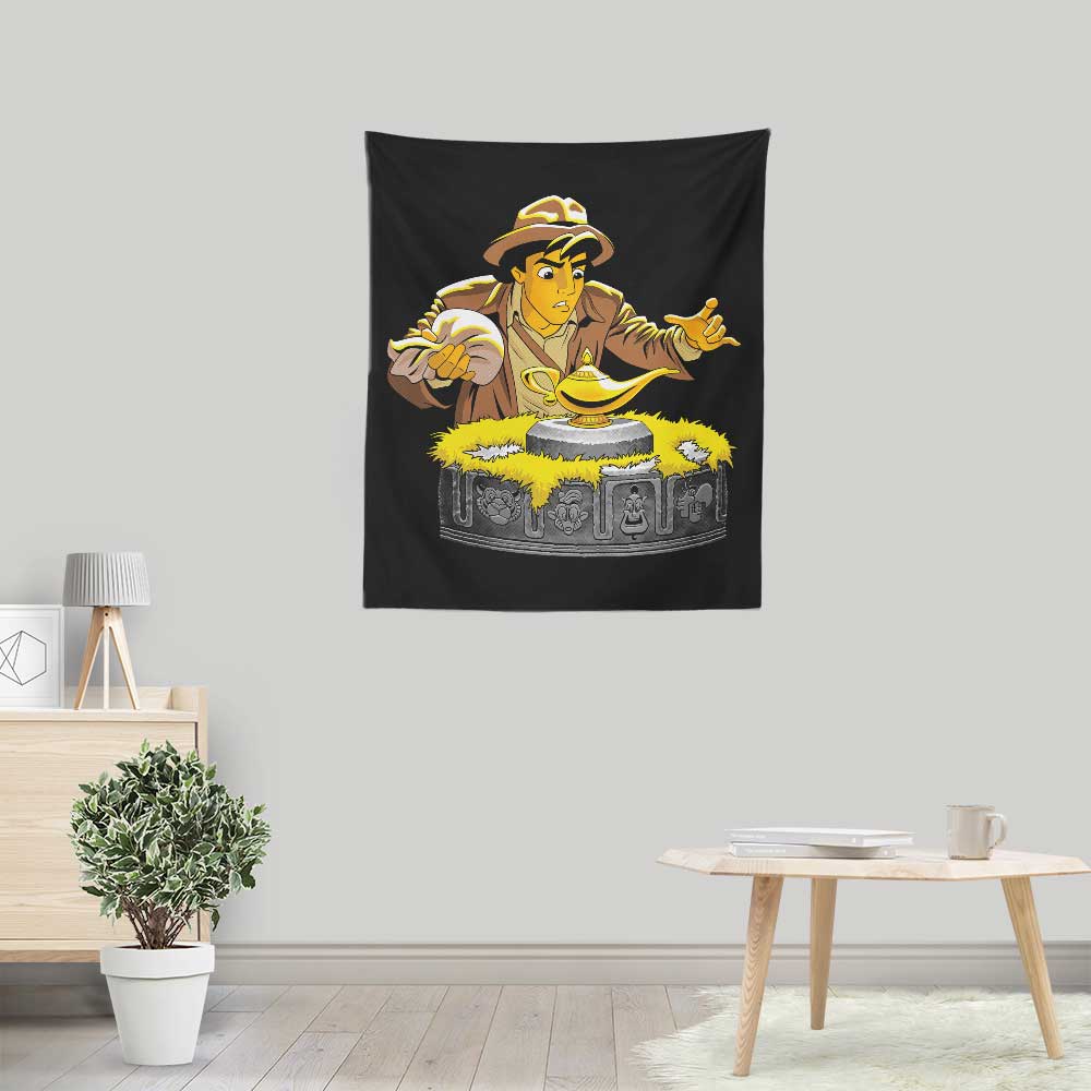 Coinbox Tees' Wall Tapestry - The Adventurous Raiders of the Lost Lamp Design