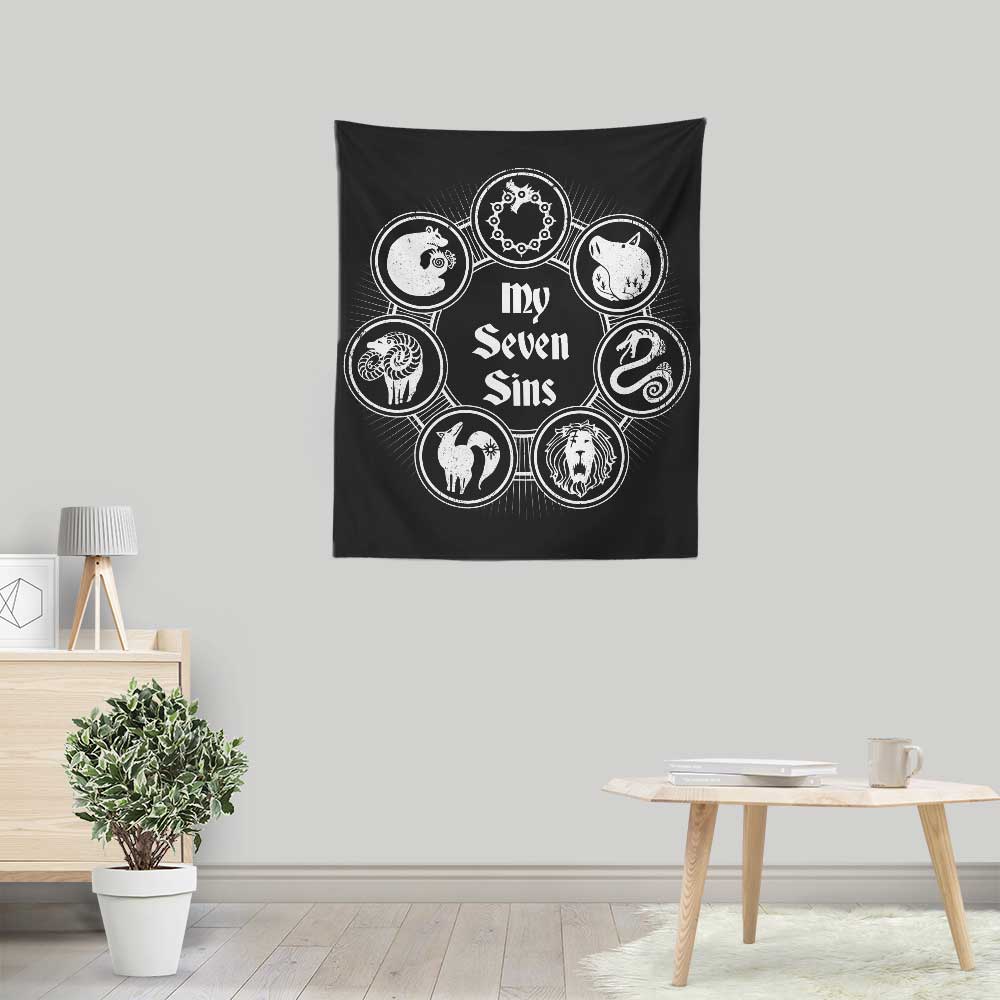My Seven Sins Wall Decorative Tapestry by Typhoonic Art