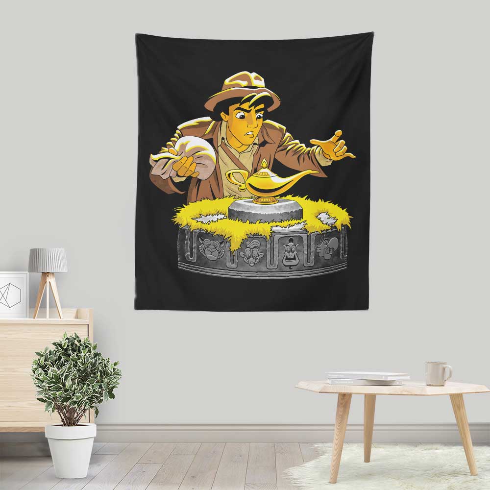 Coinbox Tees' Wall Tapestry - The Adventurous Raiders of the Lost Lamp Design