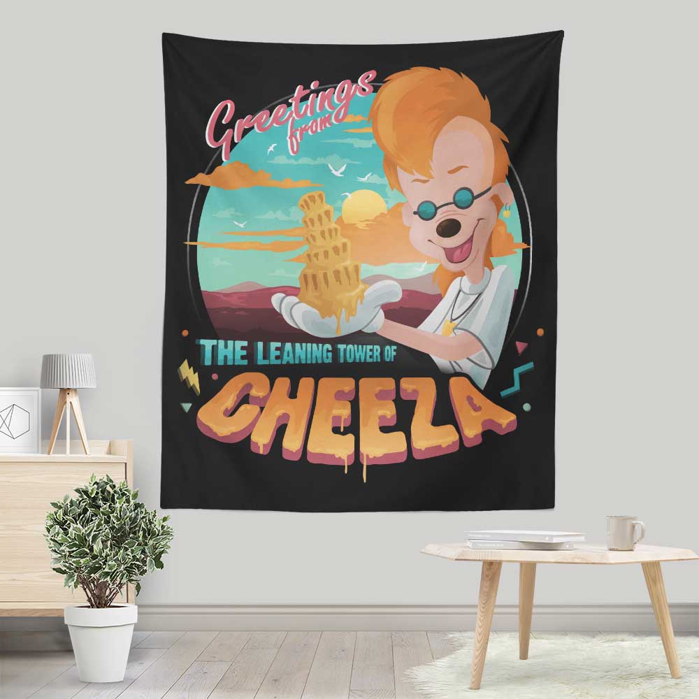 The Leaning Tower of Cheeza Wall Tapestry - A Unique Decorative Wall Hanging by ManuelDA