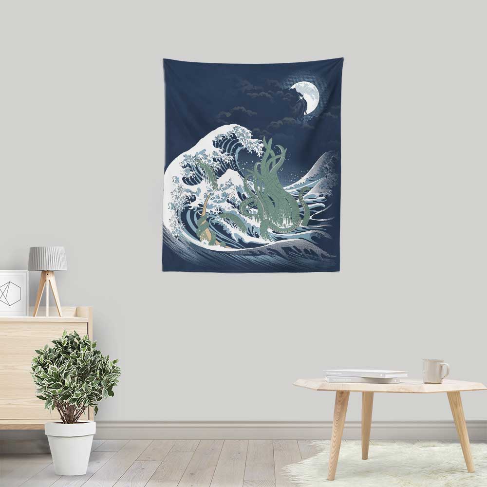 The Enigmatic Wave of R'lyeh - Exquisite Wall Tapestry for Decor