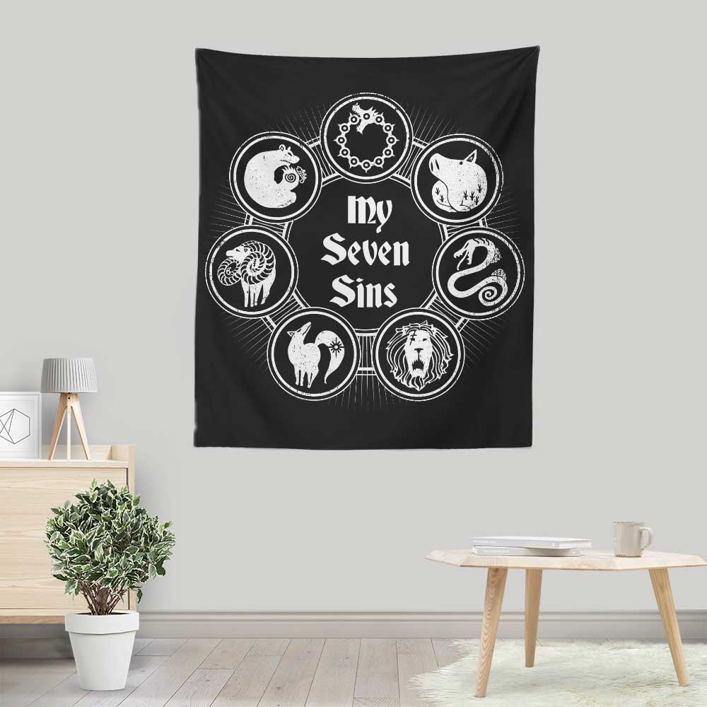 My Seven Sins Wall Decorative Tapestry by Typhoonic Art