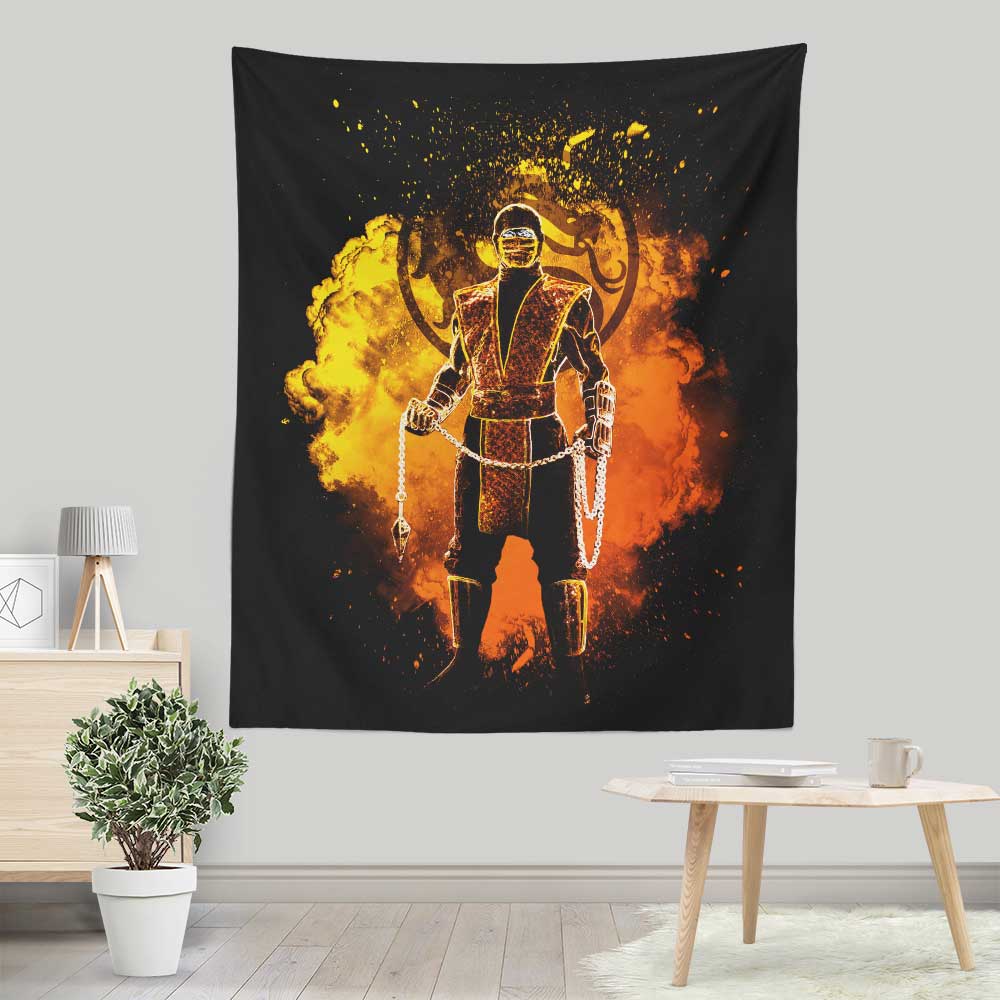 Vibrant Fire Ninja Soul Wall Tapestry by Donnie Illustrations