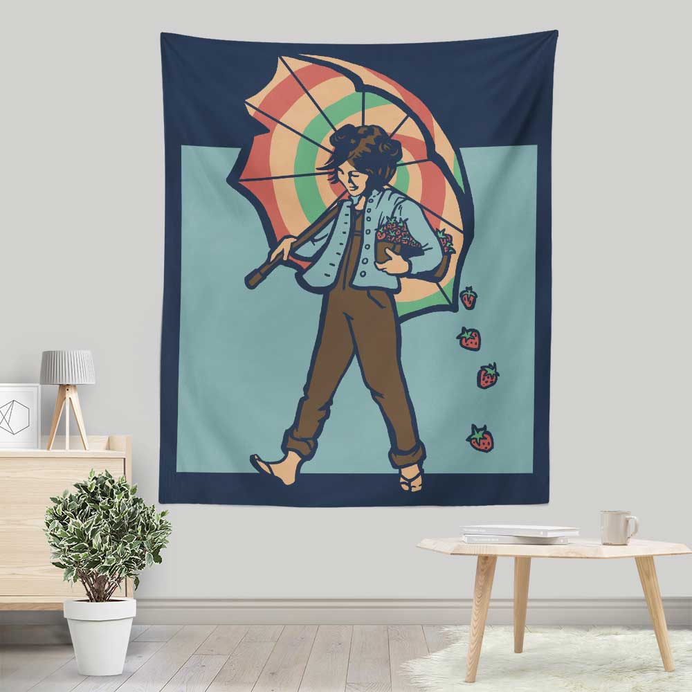 Exquisite Strawberry Girl Wall Decorative Tapestry