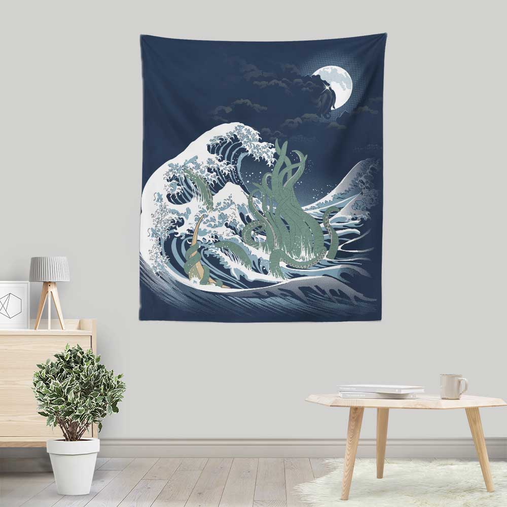 The Enigmatic Wave of R'lyeh - Exquisite Wall Tapestry for Decor