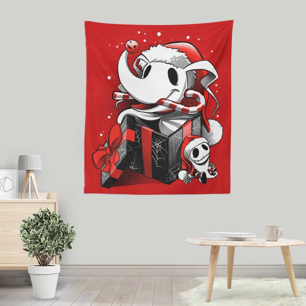 Alemaglia Christmas Themed Ghost Dog Wall Decor Tapestry