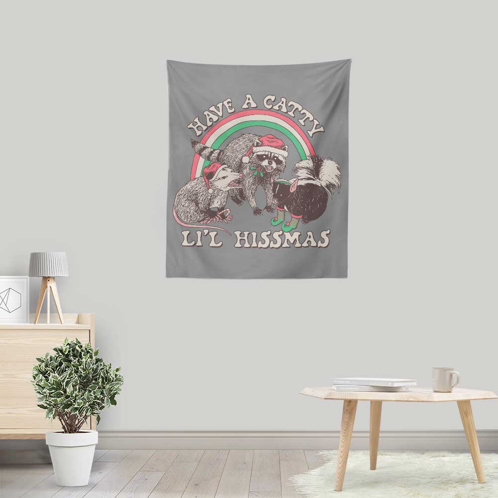 Catty Li'l Hissmas Wall Tapestry - A Unique Decorative Piece by Hillary White