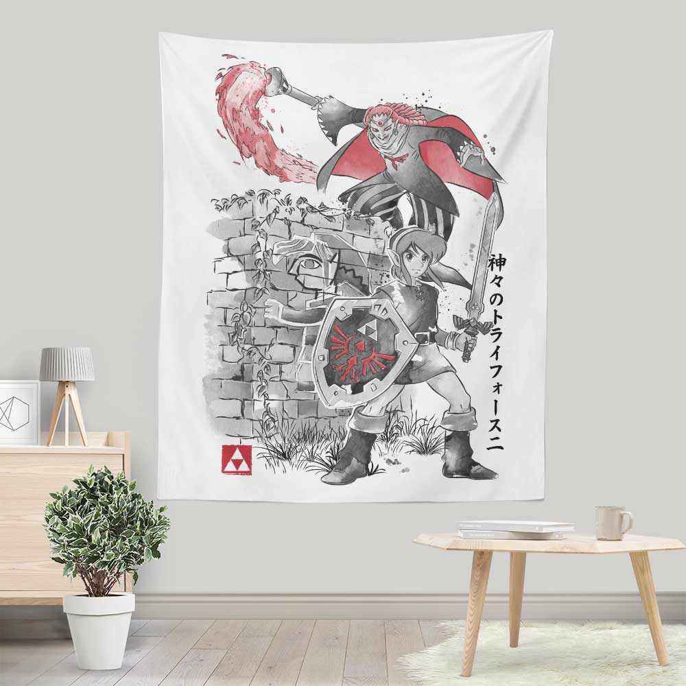 Exquisite Between Worlds Sumi-e Wall Tapestry by Dr. Monekers