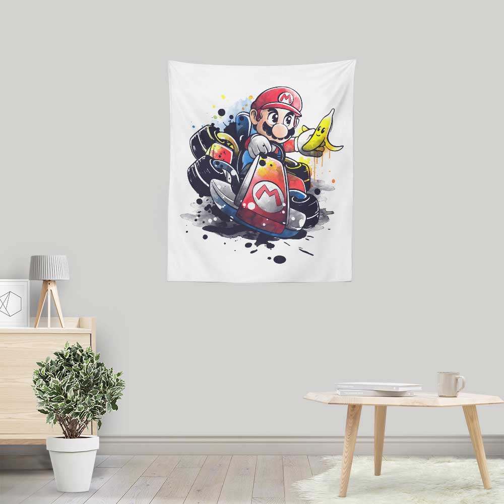 Lightweight Go Kart Watercolor Wall Tapestry for Indoor and Outdoor Use