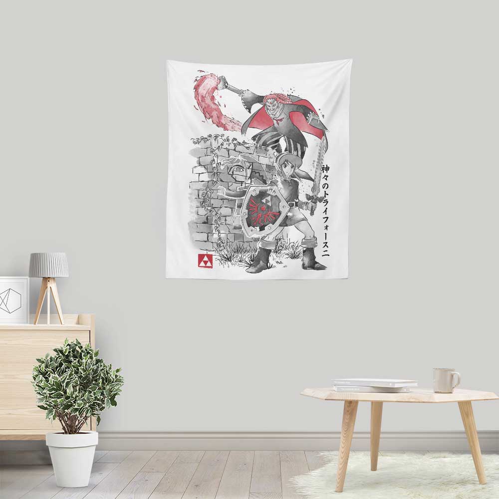 Exquisite Between Worlds Sumi-e Wall Tapestry by Dr. Monekers