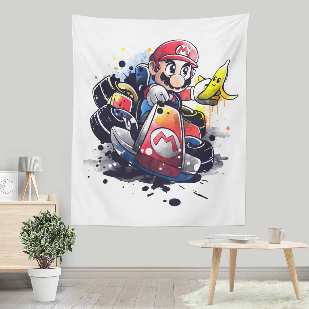 Lightweight Go Kart Watercolor Wall Tapestry for Indoor and Outdoor Use