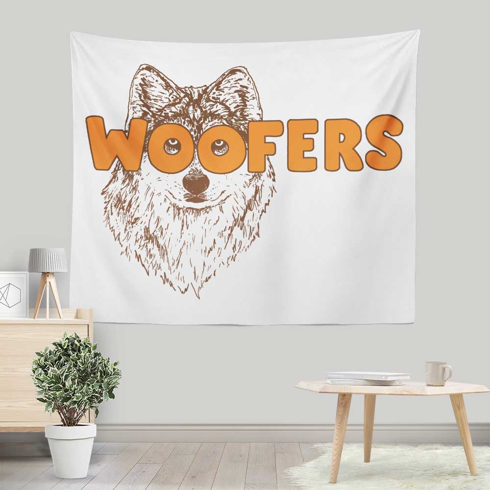 Hillary White's Vibrant Woofers Wall Tapestry for Indoors and Outdoors