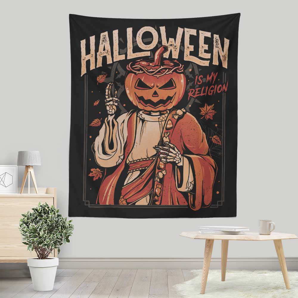 Eerie Halloween - Themed Wall Tapestry: 'Halloween is My Religion'