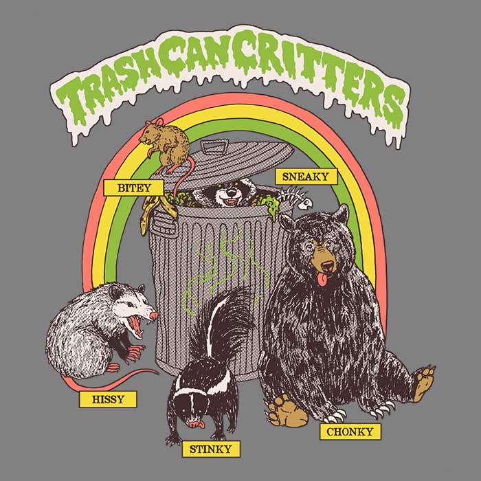 Durable 100% Polyester Trash Can Critters Wall Tapestry by Hillary White