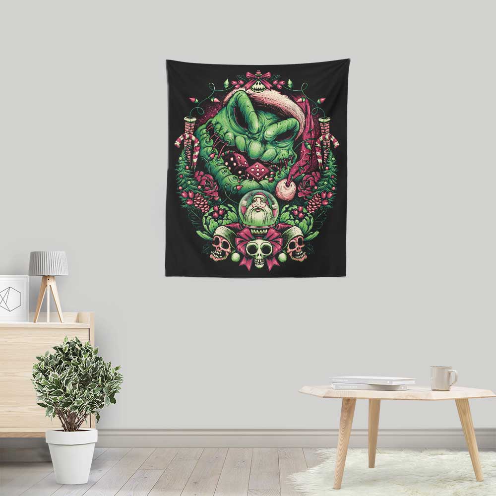 Unique Christmas Boogeyman Themed Wall Tapestry by Glitchygorilla