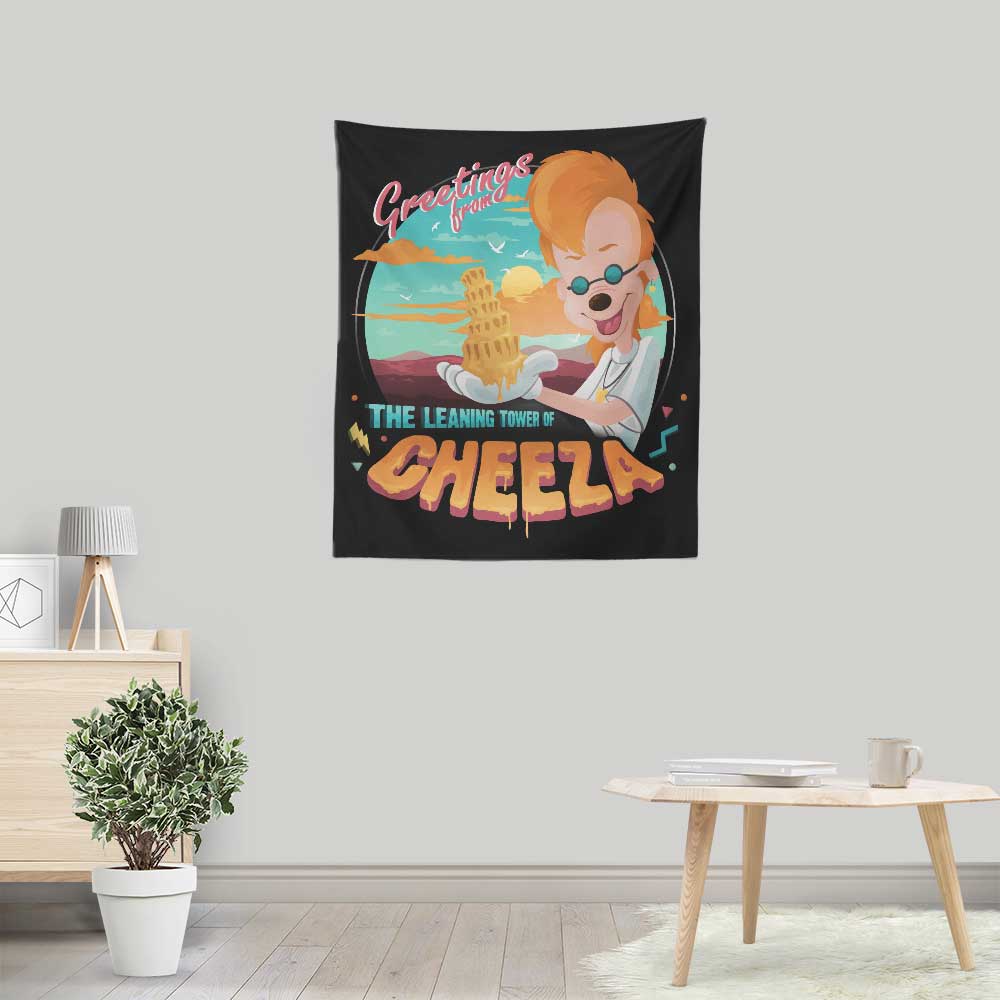 The Leaning Tower of Cheeza Wall Tapestry - A Unique Decorative Wall Hanging by ManuelDA