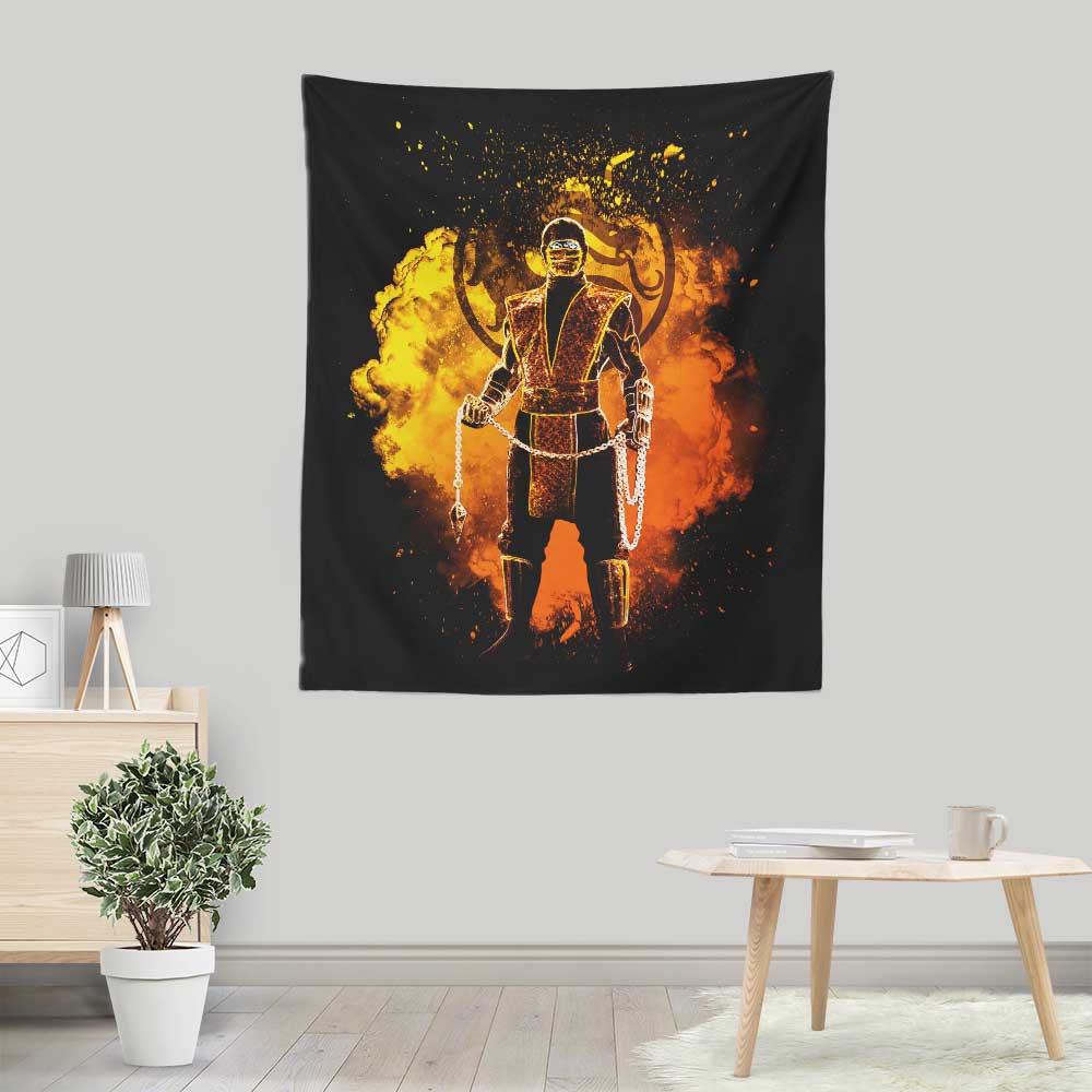 Vibrant Fire Ninja Soul Wall Tapestry by Donnie Illustrations
