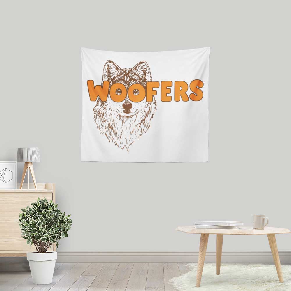 Hillary White's Vibrant Woofers Wall Tapestry for Indoors and Outdoors