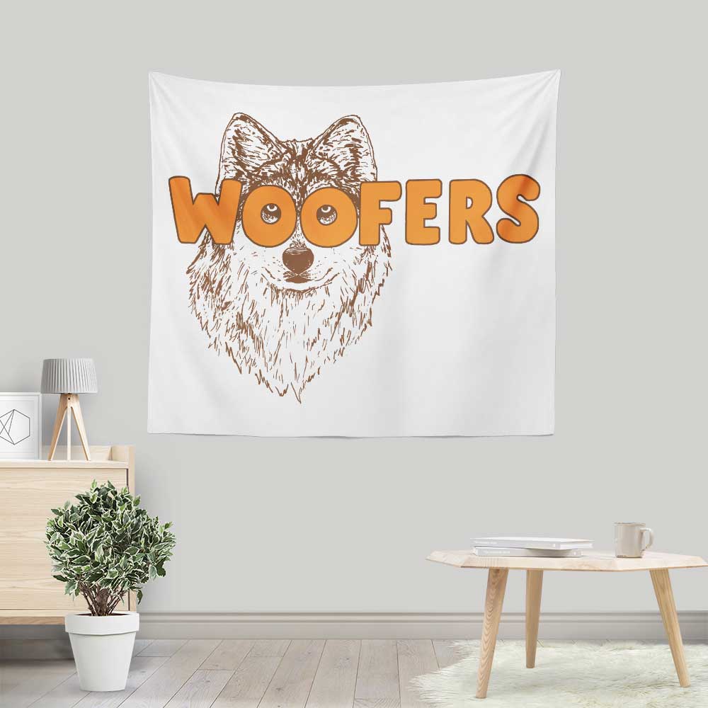 Hillary White's Vibrant Woofers Wall Tapestry for Indoors and Outdoors