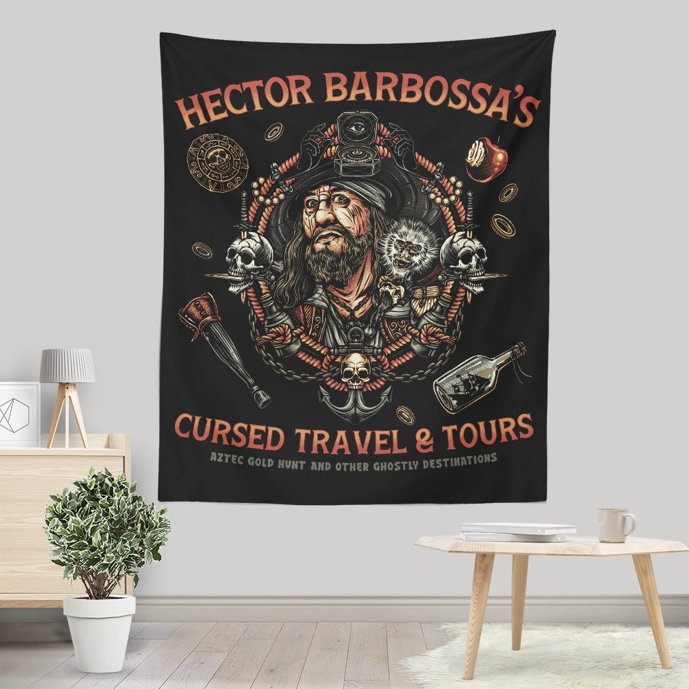 Enchanting 'Cursed Travel and Tours' Wall Tapestry by Glitchygorilla