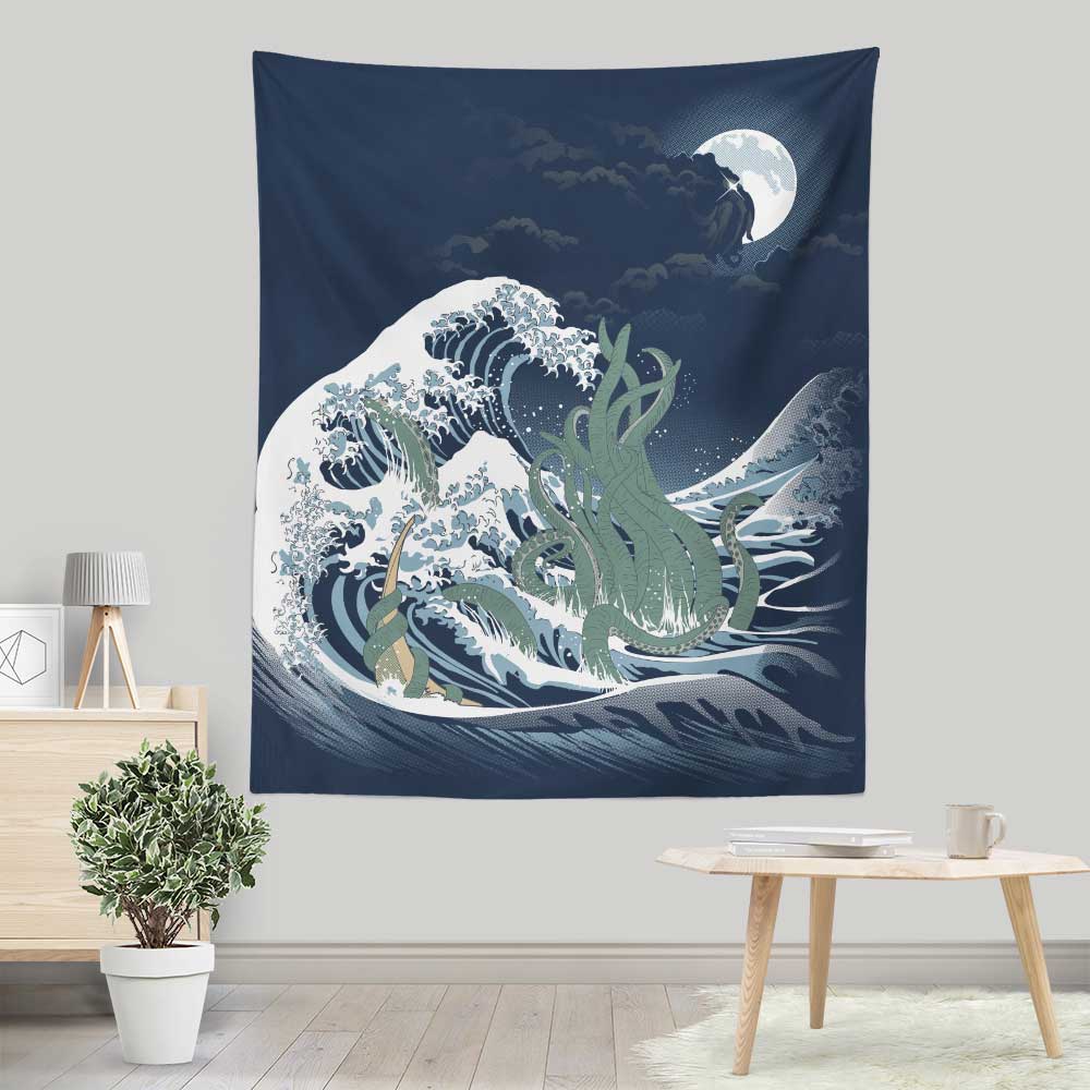 The Enigmatic Wave of R'lyeh - Exquisite Wall Tapestry for Decor
