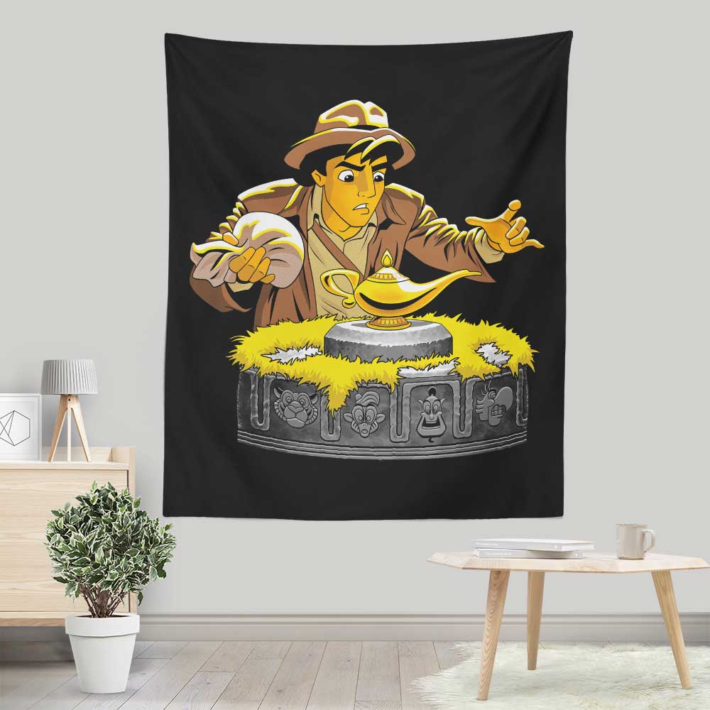 Coinbox Tees' Wall Tapestry - The Adventurous Raiders of the Lost Lamp Design