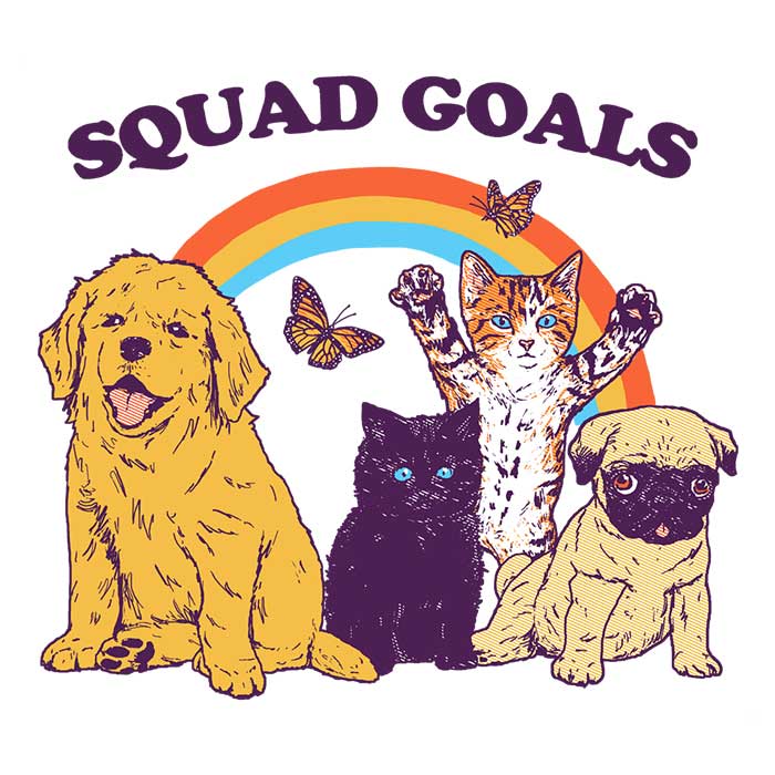 Lightweight Polyester Pet Squad Goals Wall Tapestry by Hillary White