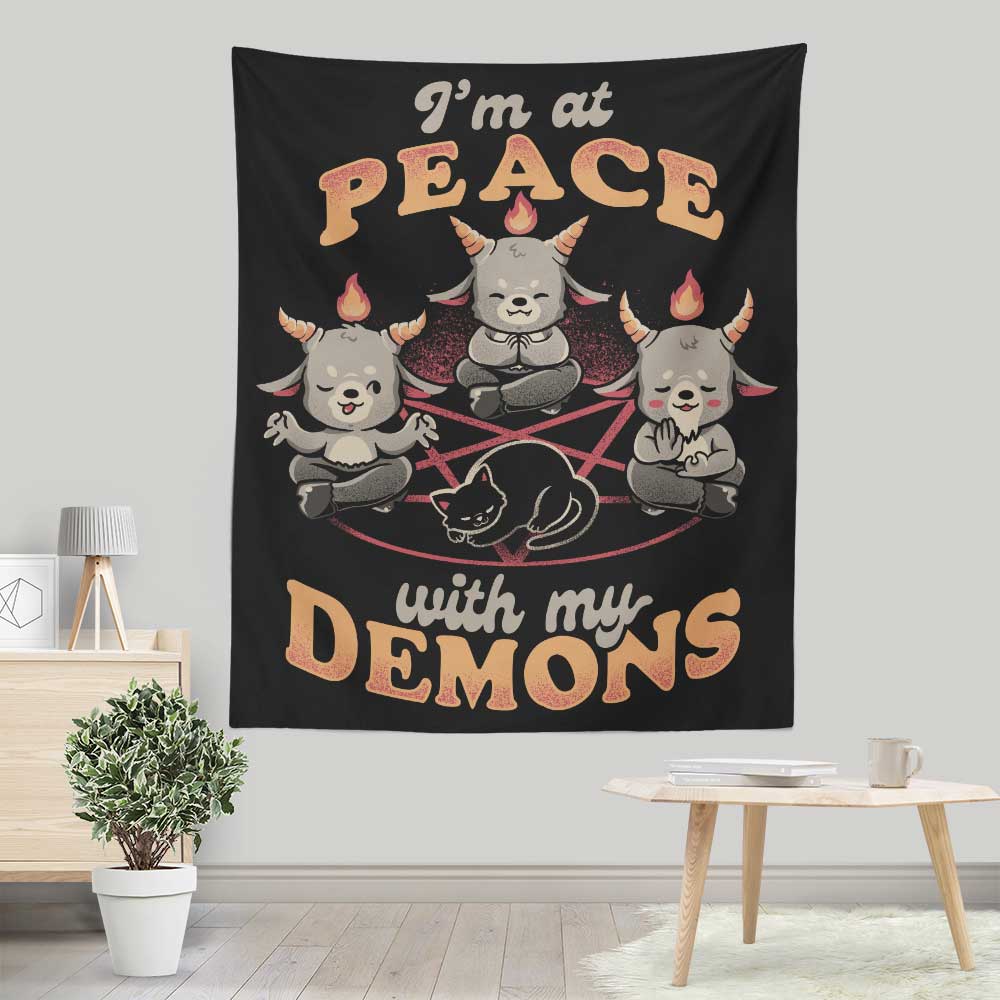 Lightweight Polyester 'At Peace With My Demons' Wall Tapestry