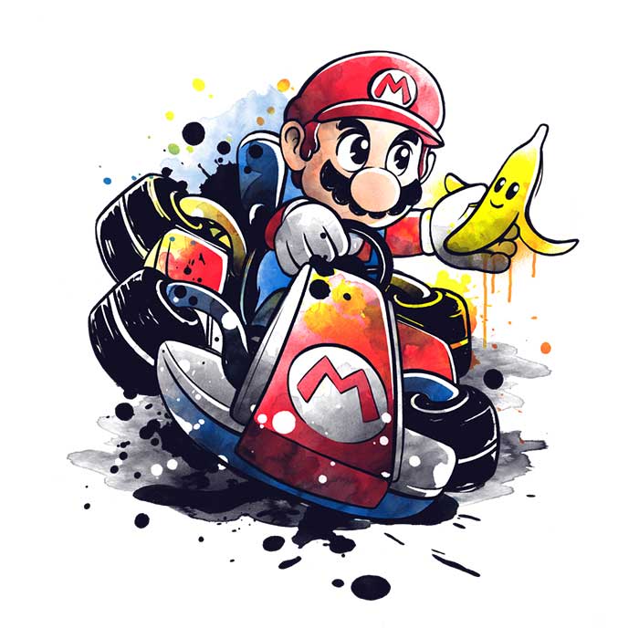 Lightweight Go Kart Watercolor Wall Tapestry for Indoor and Outdoor Use