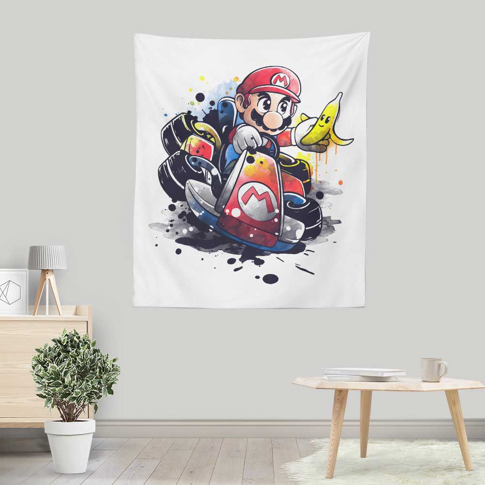 Lightweight Go Kart Watercolor Wall Tapestry for Indoor and Outdoor Use