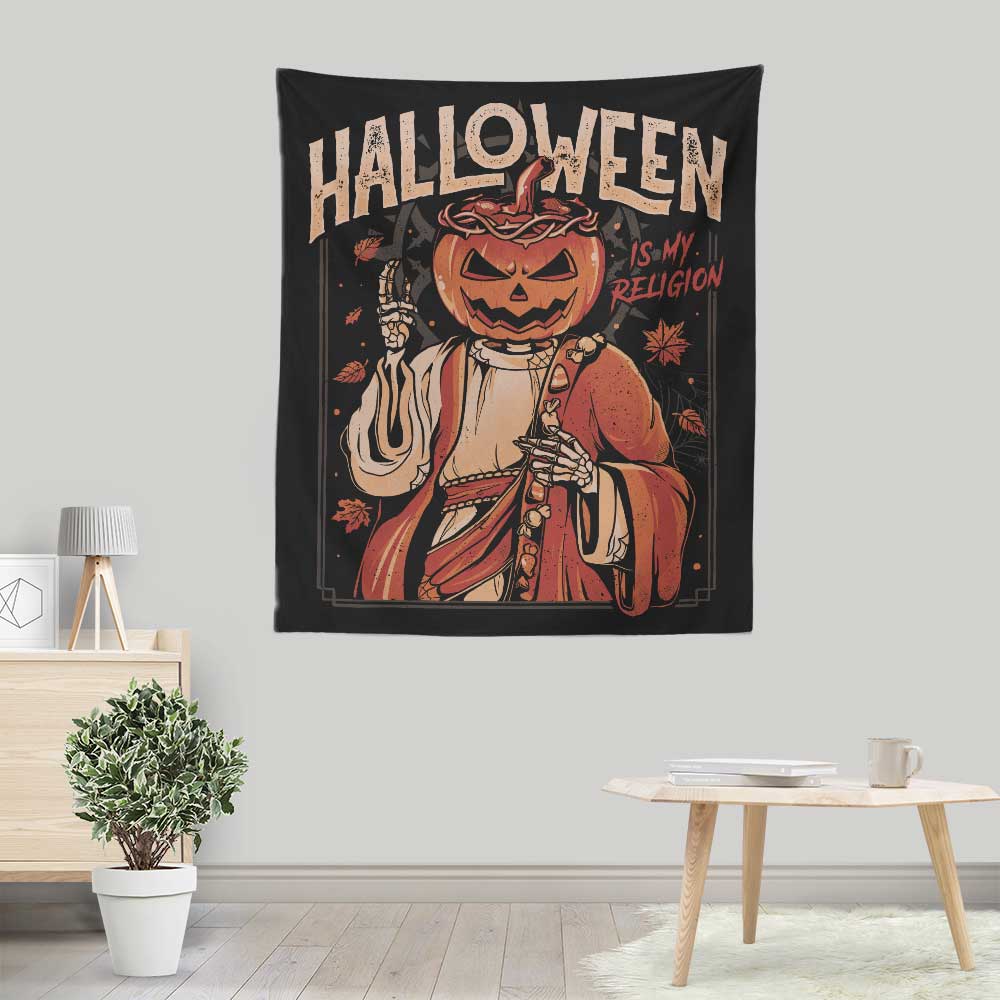 Eerie Halloween - Themed Wall Tapestry: 'Halloween is My Religion'