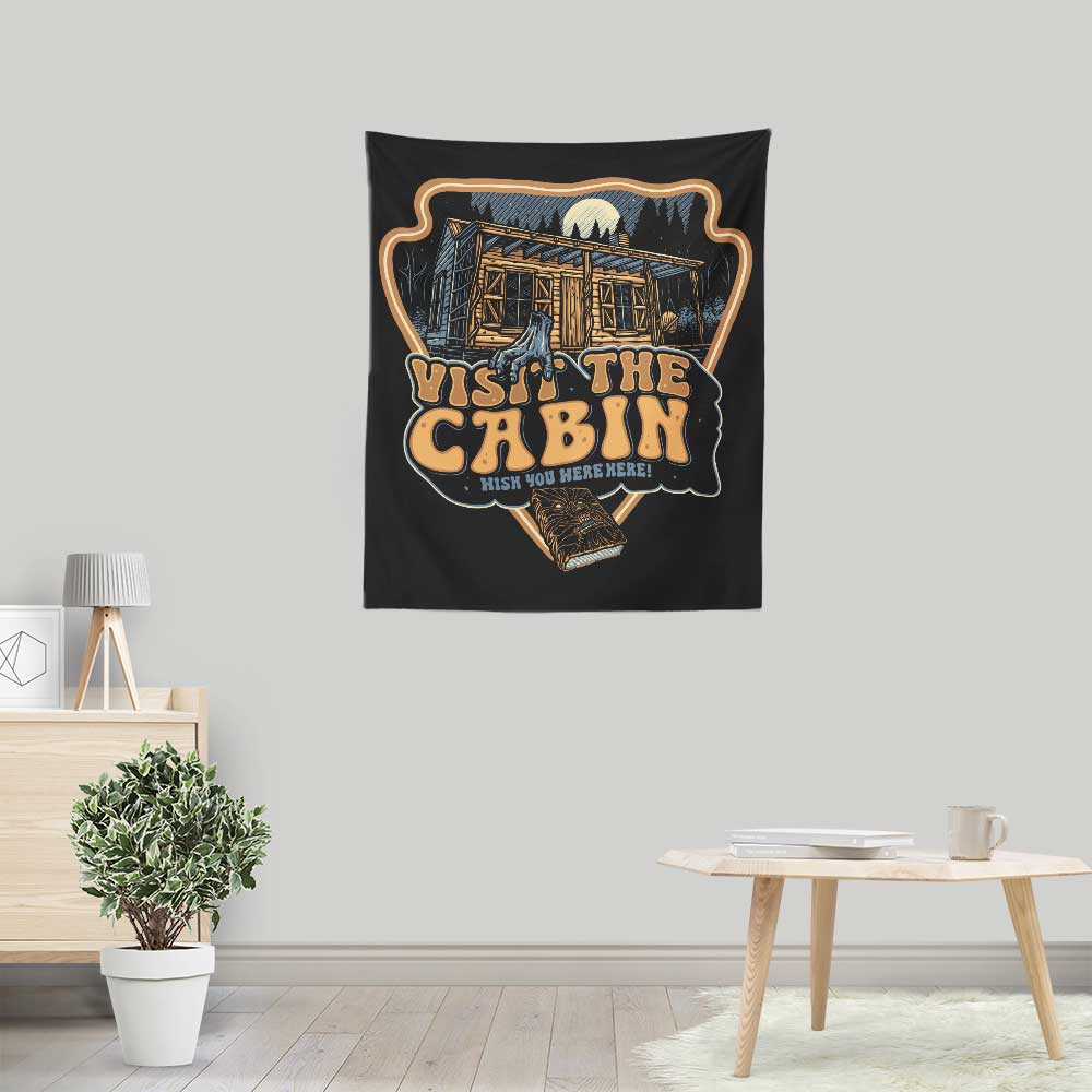 Glitchygorilla's 'Visit the Cabin' Wall Tapestry for Home Decor