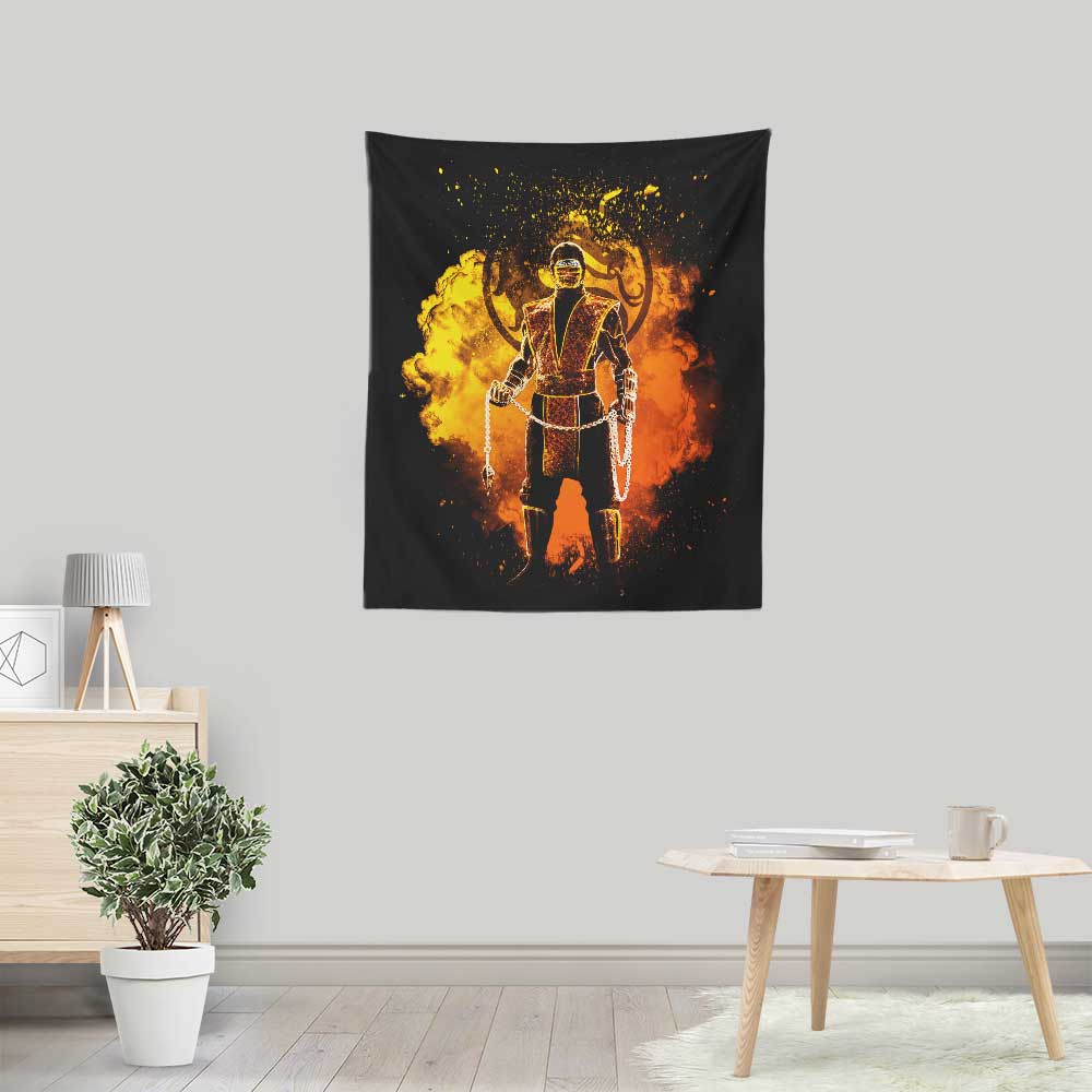 Vibrant Fire Ninja Soul Wall Tapestry by Donnie Illustrations