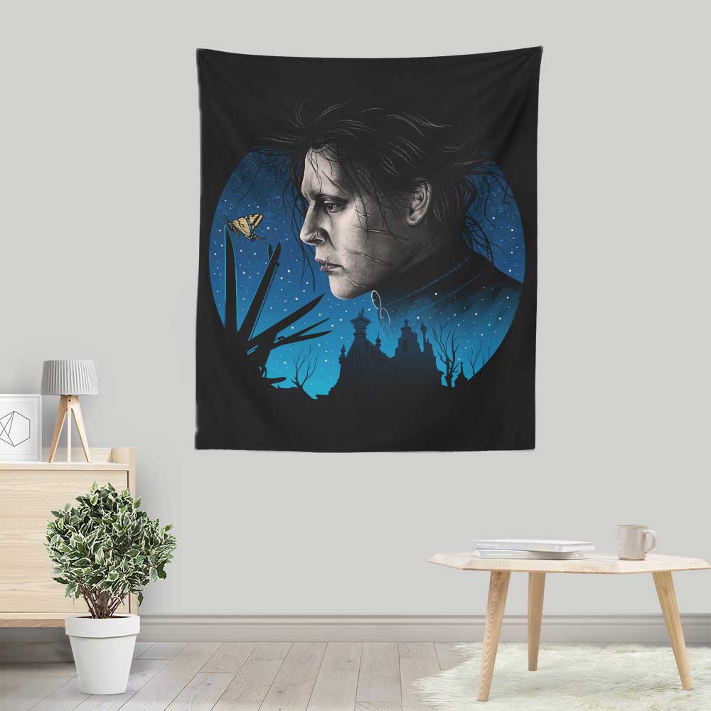 XENOS Scissors and Butterflies Lightweight Polyester Wall Tapestry