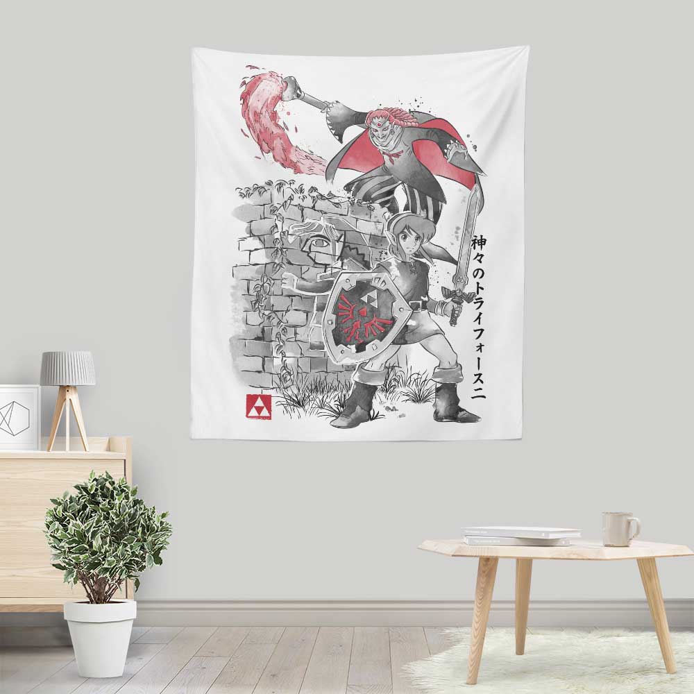 Exquisite Between Worlds Sumi-e Wall Tapestry by Dr. Monekers
