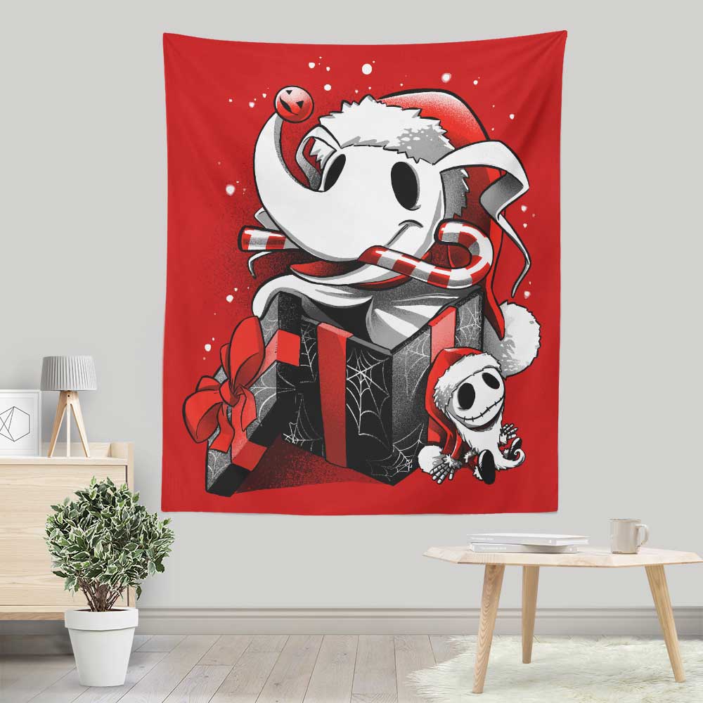 Alemaglia Christmas Themed Ghost Dog Wall Decor Tapestry