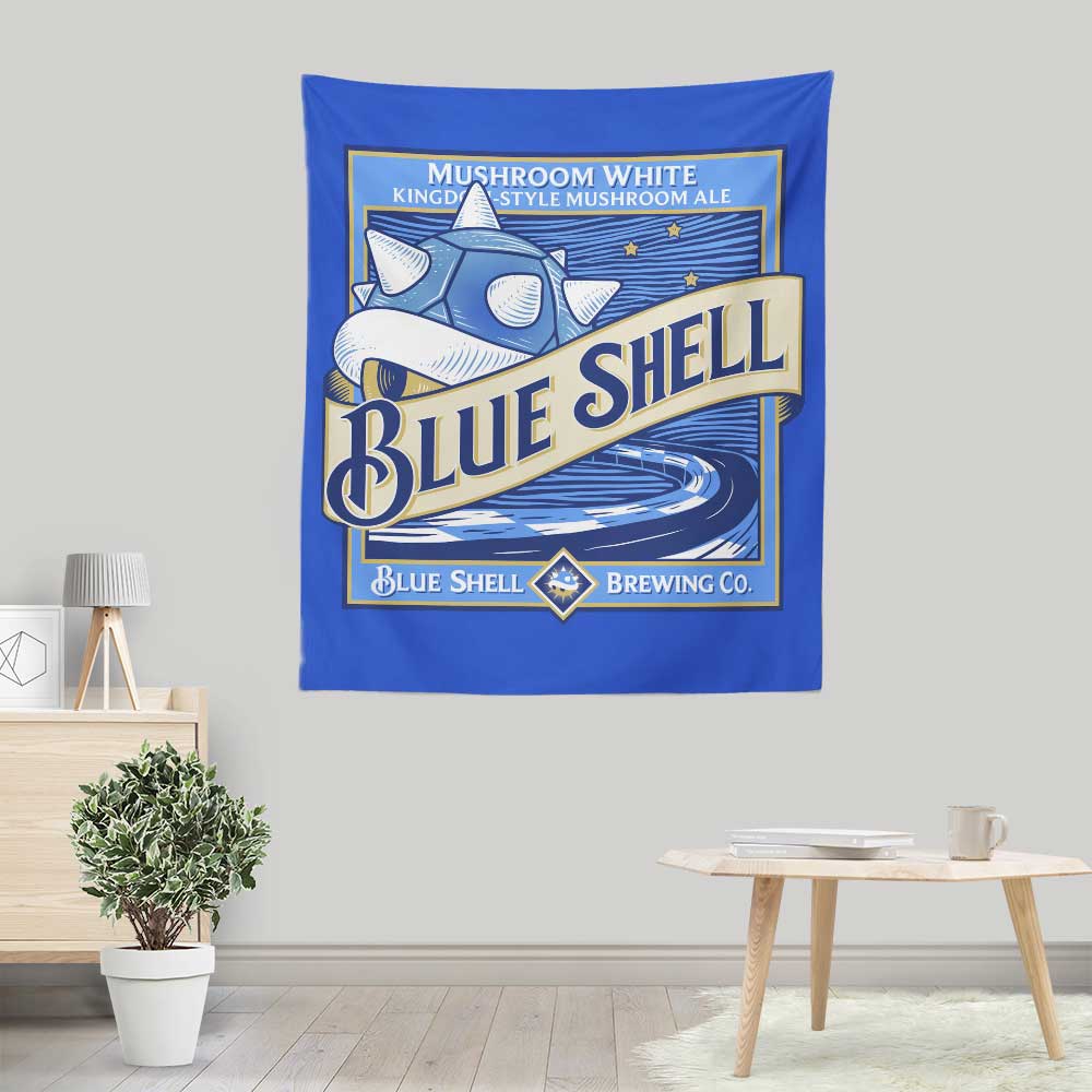 Vibrant Blue Shell Design Wall Tapestry by Kinda Creative