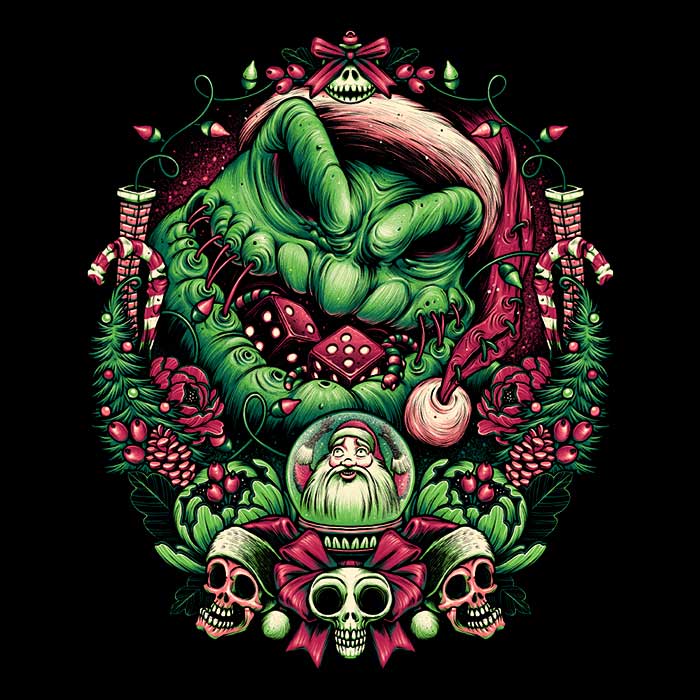 Unique Christmas Boogeyman Themed Wall Tapestry by Glitchygorilla