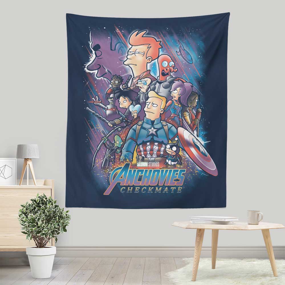 Trheewood's Striking 'Anchovies: Checkmate' Wall Tapestry