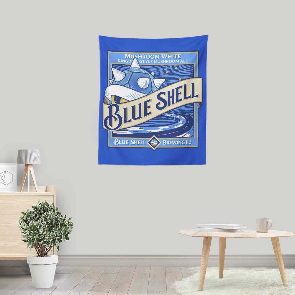 Vibrant Blue Shell Design Wall Tapestry by Kinda Creative