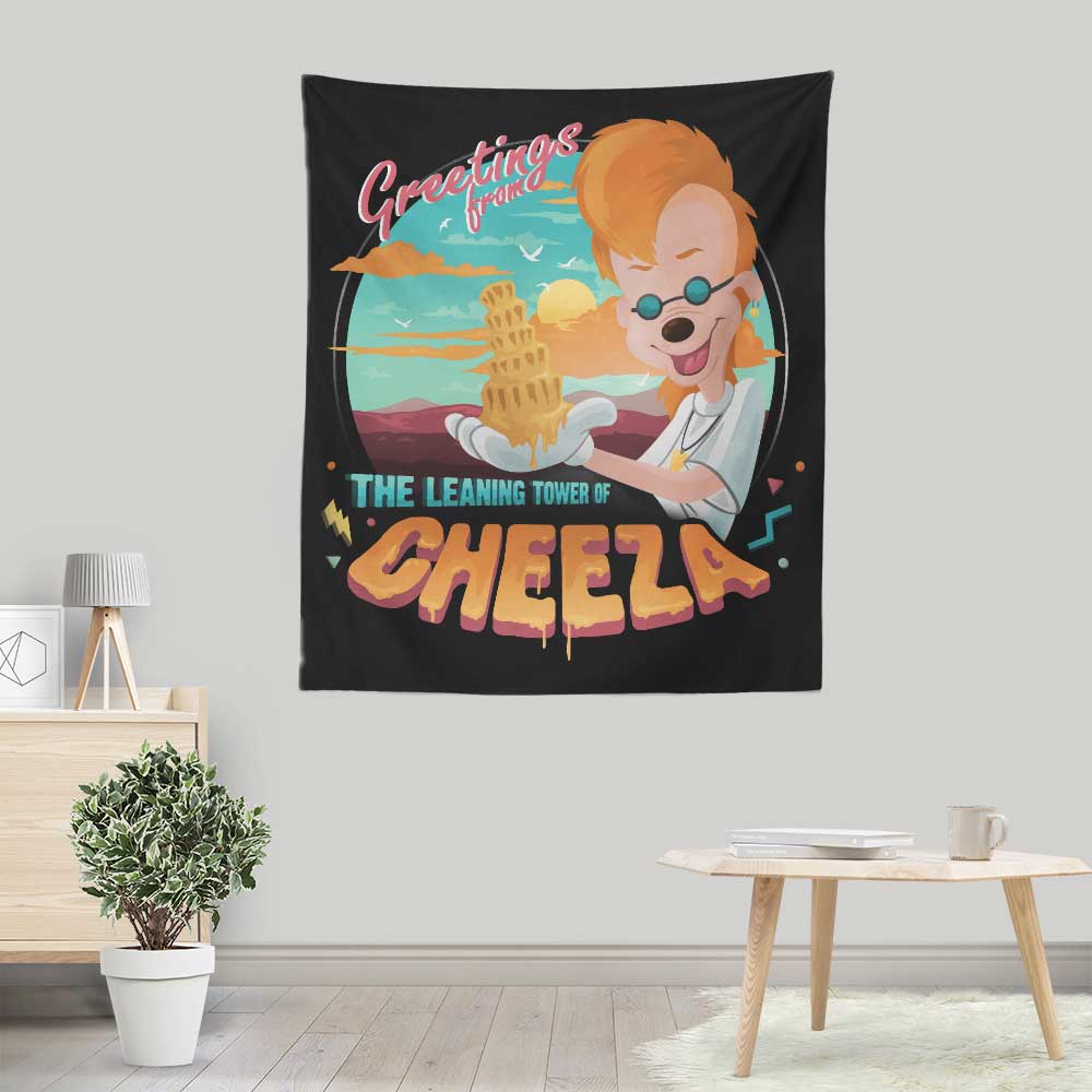 The Leaning Tower of Cheeza Wall Tapestry - A Unique Decorative Wall Hanging by ManuelDA