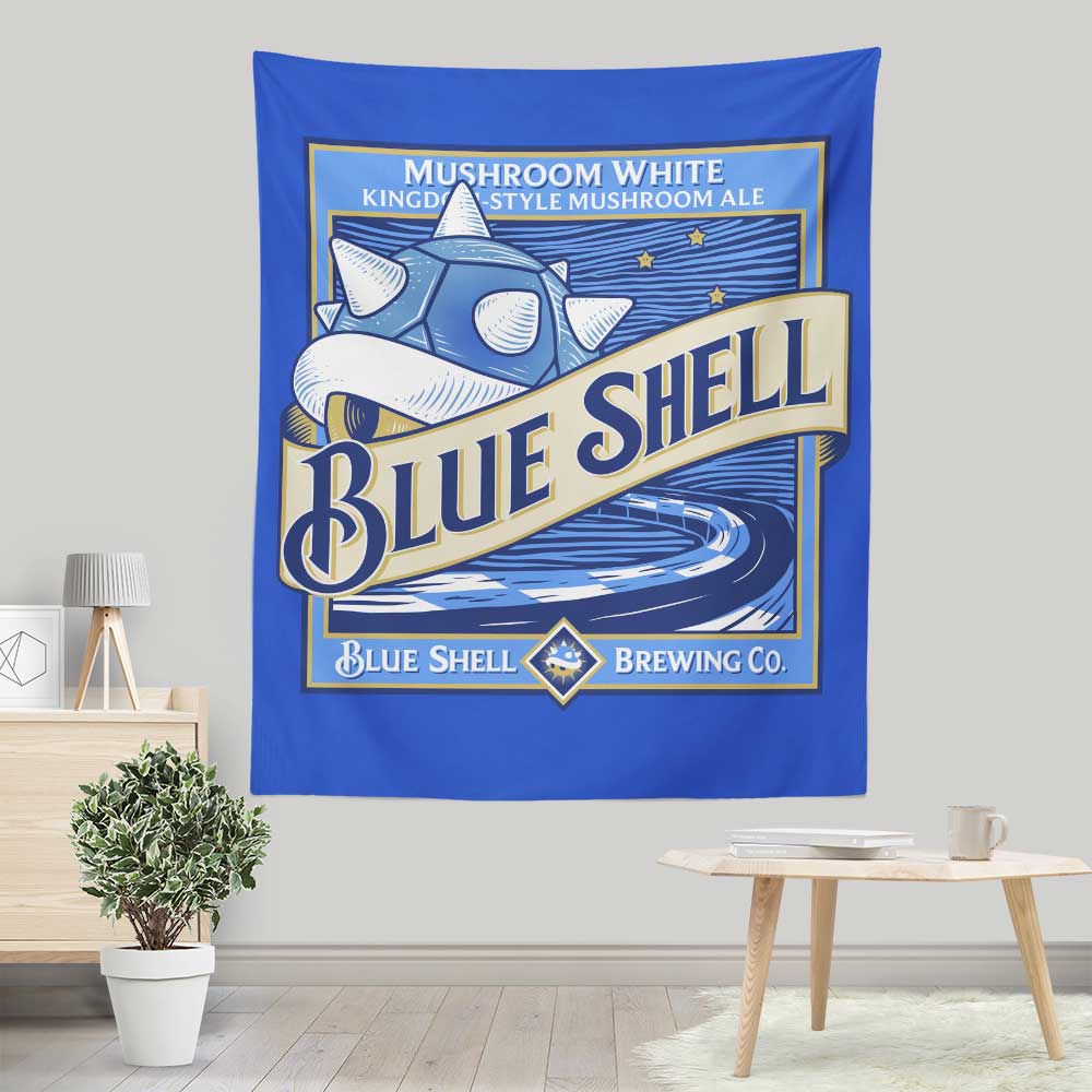 Vibrant Blue Shell Design Wall Tapestry by Kinda Creative