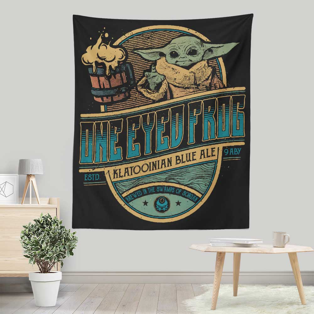 One Eyed Frog Ale Themed Wall Tapestry for Indoor and Outdoor Decor
