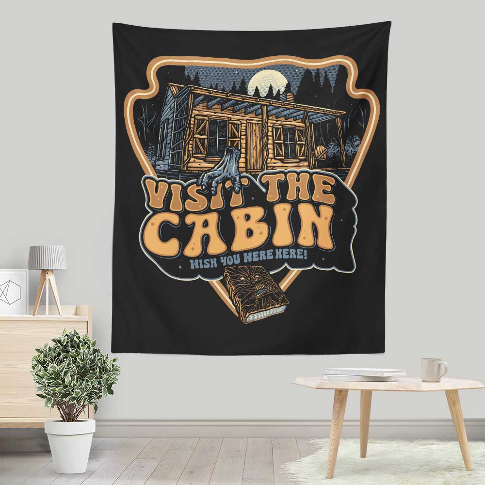 Glitchygorilla's 'Visit the Cabin' Wall Tapestry for Home Decor